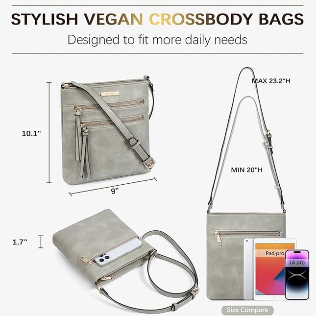 BOSTANTEN Crossbody Purses for Women Medium Shoulder Bag Quilted Handbags with Zipper Pocket