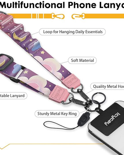 Phone Lanyard Crossbody, Clouds Cell Phone Strap for Around The Neck Adjustable, Anti Theft Cute Lanyard for iPhone Case ID Holder Keys Accessories Travel Essential
