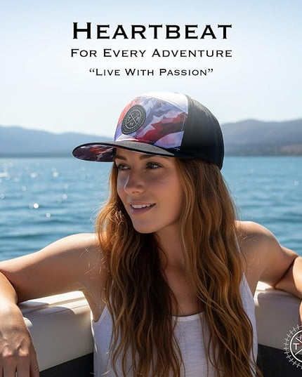 The Heartbeat Brand Color Vibes Flag Laser Mesh Snapback Hat for Men & Women | Flat Bill Trucker Hat | Undervisor Design