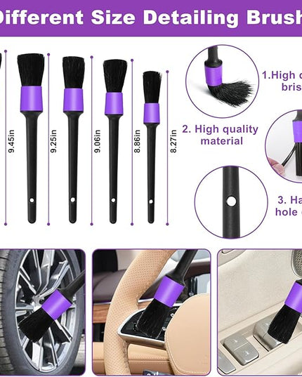 Viewsun Windshield Cleaner Tool, 17Pcs Purple Car Interior Cleaning Kit, Detailing Kit Cleaner, Detailing Brush, Cleaning Gel, Inside Cleaning Supplies Accessories for Trucks, SUVs, RVs Window