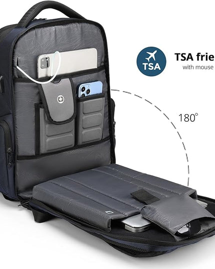 Swissdigital Design Men's Laptop Backpack for College and Business Travel with Integrated USB Charging Port and RFID Protection Fits Laptops up to 15.6 inch, Blue | SD1695-12