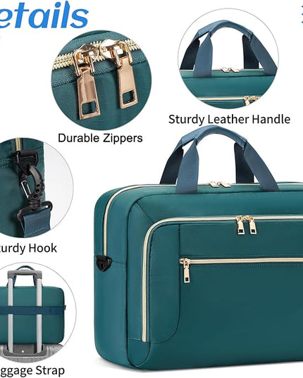Laptop Bag 17.3 Inch Laptop Briefcase Large Waterproof Laptop Case for Men Women Business Office Work Computer Bag 17 Inch Adjustable Shoulder Messenger Bag, Dark Green