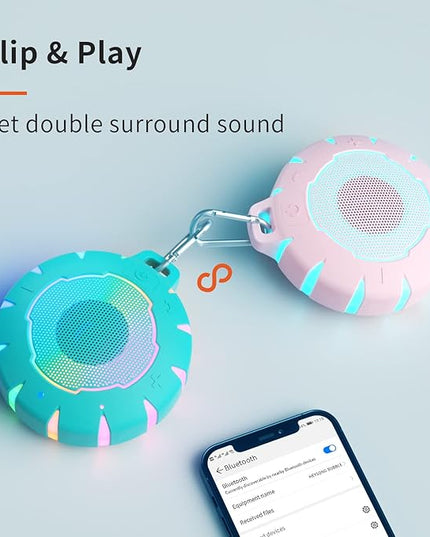 HEYSONG Waterproof Shower Bluetooth Speaker, Durable & Portable with Clear Sound, Ideal for Shower, Pool, Beach & Kayaking – Great Gift for Girls, Women & Men