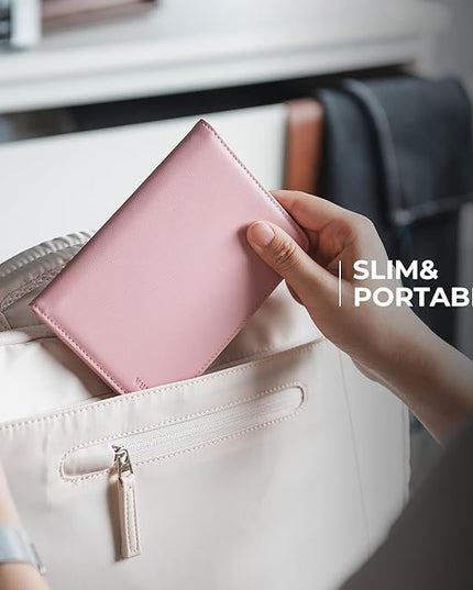 VULKIT Passport Holder with Airtag Slot, Premium Nappa Leather, RFID Blocking Airtag Passport Wallet