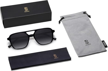 SOJOS Retro Aviator Sunglasses for Women Men,Trendy Rectangle Womens Mens Shades Sun Glasses SJ2202