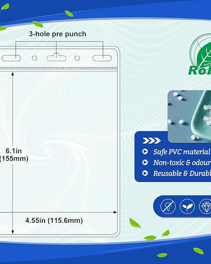 200 Pack Clear Plastic Passport Identification Card Holders, 4x6 Inch Vertical No Zipper Plastic Name Badge ID Card Holders