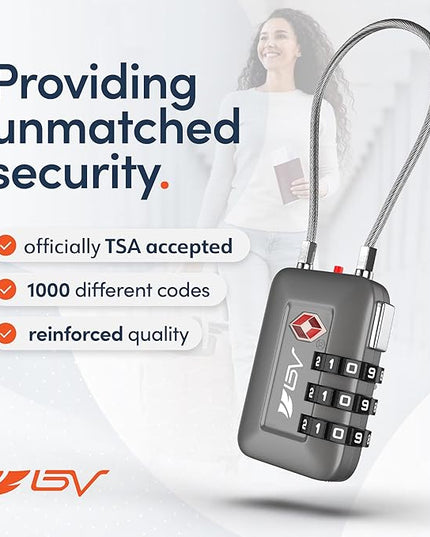 TSA Accepted Luggage Travel Lock, Set-Your-Own Combination Lock for School Gym Locker, Luggage Suitcase Baggage Locks, Filing Cabinets, Toolbox, Case (Slate Gray, 4 Pack)