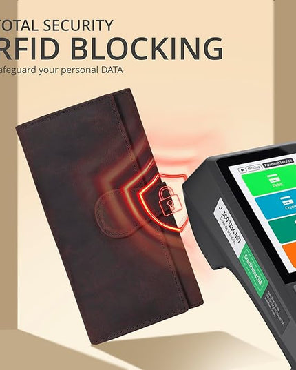 Real Leather Women Wallet Leather with RFID Blocking -Trifold Card Holder Designer Ladies Clutch with ID Window Wallets