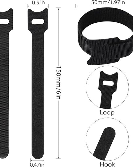 140 PCS 6 inch Cable Ties Reusable Cable Management Adjustable Cable Organizer, Cable Straps, Cord Wraps and Hook Loop Straps for Computer,Gaming, Wire, Desk- Home Office Essentials