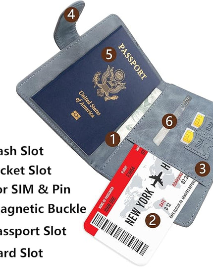 2 Pack RFID Blocking Passport Holder for Travel Essentials Premium Passport Wallet Cover for Women,Men,Passport Holder for Travel