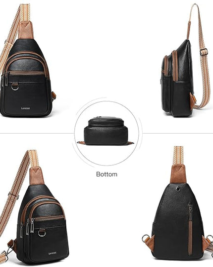 7L Sling Bag for Women Men Vegan Leather Crossbody Bags Fanny Pack Purse Backpack Over Shoulder Bag Travel Anti Theft