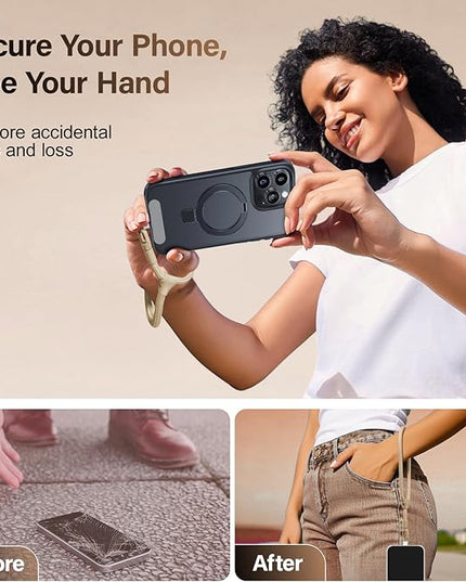 Dadanism Phone Wrist Strap, Universal Adjustable Hand Wrist Strap Lanyard for iPhone 17 and Most Smartphones, Multifunctional Patch Lanyard with Phone Tether Tab for Women and Men, Camel