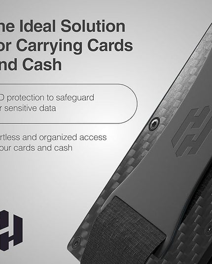 Hayvenhurst Wallet For Men - Reinvented Design Men's Wallet - Slim, Minimalistic & Seamless, Blocks RFID Scanners with a Cash Strap (Carbon Fiber) | Reinvented Design, Slim, Minimalistic, Seamless, Blocks RFID Scanners, Cash Strap