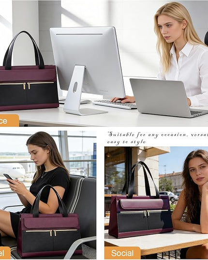 Laptop Bag for Women 15.6 Inch, Professional Tote Briefcase Purse, Eco-friendly Leather Teacher Bag Work Bag for Business