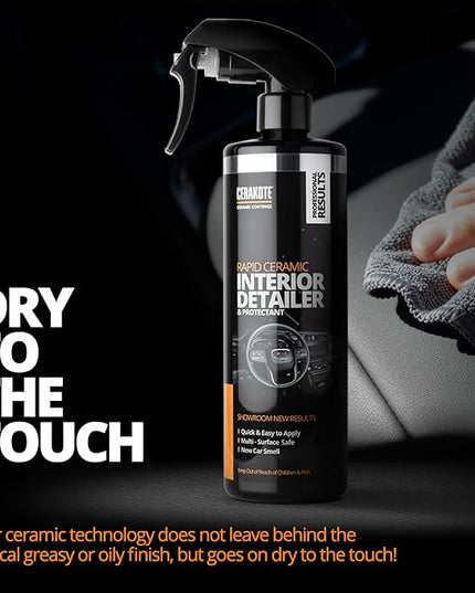 CERAKOTE Rapid Ceramic Interior Detailer and Protectant (14 fl oz.) – Quick and Easy – Multi-Surface Safe – Interior Car Cleaner Spray – Dry to the Touch – Clean and Protect Your Car, Truck, or SUV