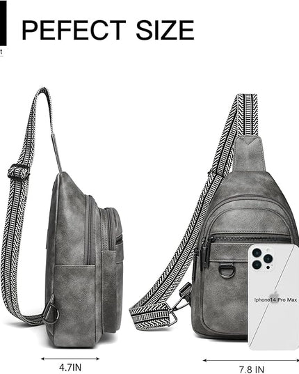 7L Sling Bag for Women Men Vegan Leather Crossbody Bags Fanny Pack Purse Backpack Over Shoulder Bag Travel Anti Theft