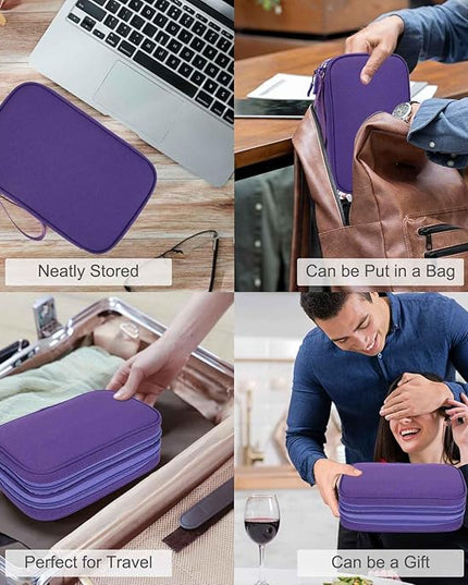 FYY Electronic Organizer, Large Travel Cable Organizer Bag Pouch Electronic Accessories Carry Case Portable Waterproof Double Layers All-in-One Storage Bag for Cable, Cord, Charger, Purple