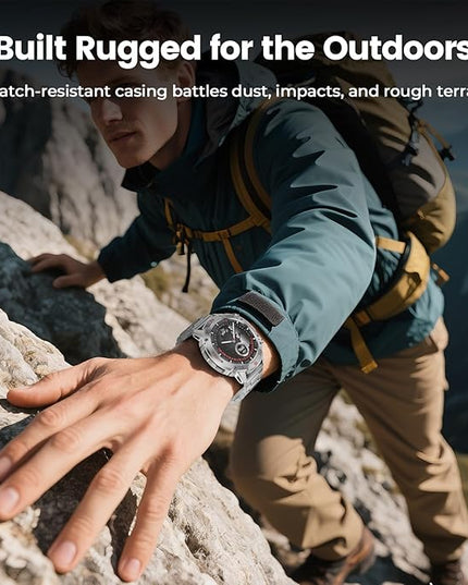 WalkerFit Smart Watch for Men, 1.43" Round AMOLED, 5ATM Waterproof for Swim, Heart Rate & Sleep Monitor, Long Battery, Outdoor Activity Tracker, Voice Control&Bluetooth Call, for iPhone Android,Silver