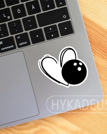 (3Pcs) Bowling Stickers Waterproof Vinyl Bowling Heart Decals for Water Bottle, Tumbler, Phone Case, Poster Board, Laptop, Scrapbooking, Team Players, Coach, 3" x 2.8"