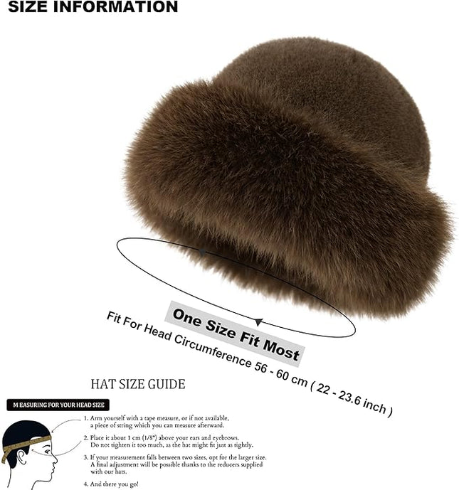 3 Pieces Women’s Faux Fur Bucket Hat Winter Warm Plush Furry Hat – Soft Fluffy Cold Weather Hat for Outdoor Travel