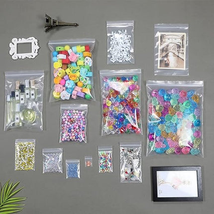 Somoga 100 PCS 4" x 5" Thick 4 Mil Small Clear Zip Poly Bags Plastic Reclosable Zip Seal Lock Bags Heavy-Duty Necklace Ring Coin Beads Jewelry Pill Zipper Bag