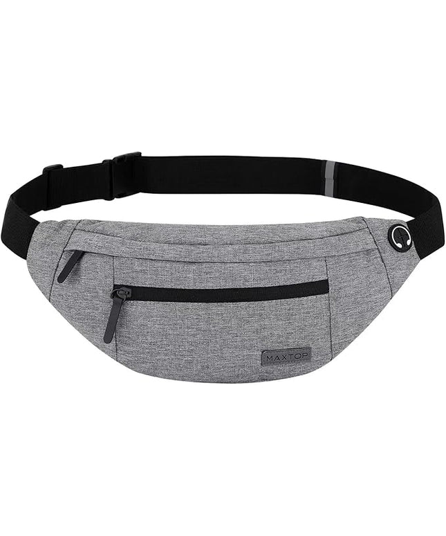 MAXTOP Large Crossbody Fanny Pack with 4-Zipper Pockets,Gifts for Enjoy Sports Festival Workout Traveling Running Casual Hands-Free Wallets Waist Pack Phone Bag Carrying All Phones