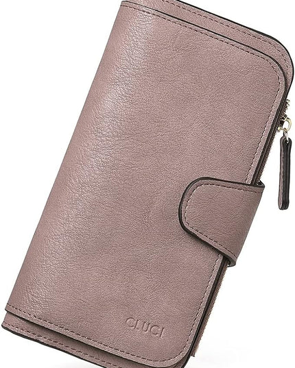 CLUCI Wallet For Women PU Leather RFID Blocking Womens Wallet Bifold Card Holder with ID Window Gifts for Women Birthday | RFID Blocking, Designer, Trifold, Card Holder, ID Window