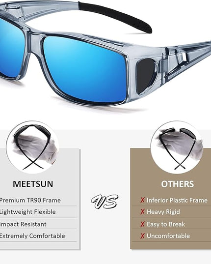 MEETSUN Fit Over Glasses Sunglasses for Men Women,Wrap Around Sunglasses Polarized UV400 Protection