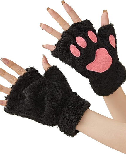Cat Paws Gloves Fingerless Bear Furry Paw Cute Hand Gear Cosplay Costume Accessories