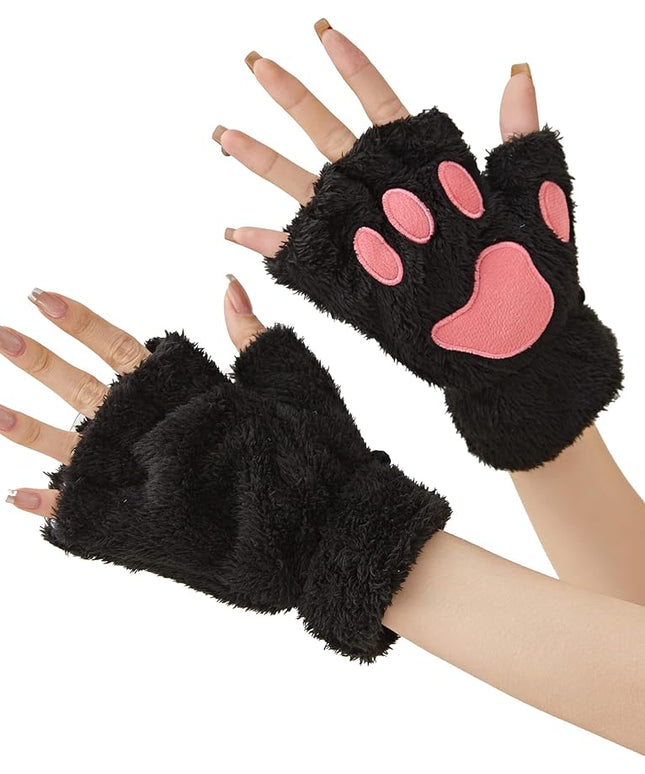 Cat Paws Gloves Fingerless Bear Furry Paw Cute Hand Gear Cosplay Costume Accessories
