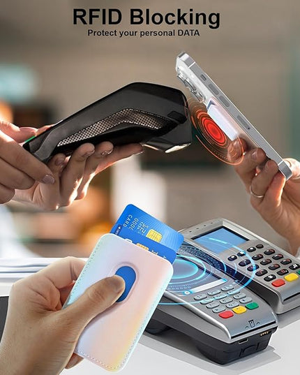 Magnetic Wallet Cell Phone Card Holder for Phone Case with Mag-Safe, Stronger Magnetic RFID Leather Phone Wallet Stick on Series of iPhone 17/16/15/14/13/12 and Pro/Promax, Rainbow Color