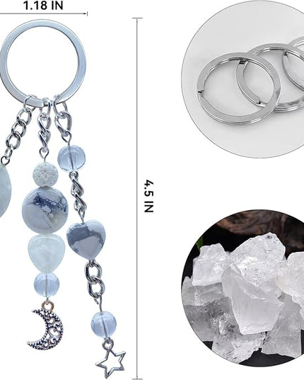 Cute Crystal Keychains Boho Key Rings for Car Keys Kawaii Bag Accessories Charms Bling Healing Teardrop Keyring Handmade