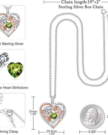 Iefil Christmas Gifts for Women - Sterling Silver Birthstone Necklace Anniversary Birthday Gifts for Her Wife Mom Daughter