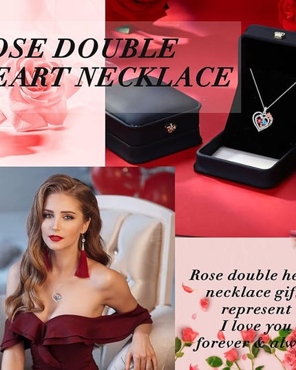 Iefil Christmas Gifts for Wife Women - 925 Sterling Silver Double Birthstone Necklace, Anniversary Birthday Gifts for Women, Jewelry Gift for Wife Girlfriend Mom Her