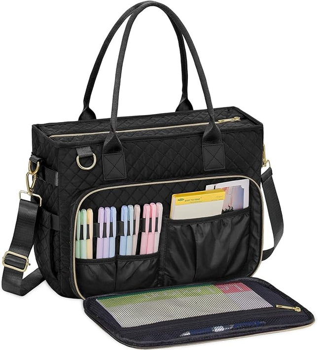 FIORETTO Teacher Tote Bag for Women with Laptop Compartment, Large Cup Holder, Zip Closure, Ideal for Work, Bible, Nurse
