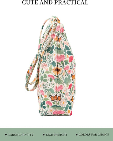Corduroy Tote Bag Cute Tote Bags for Women Shoulder Bag with Inner Pocket for Work Beach Travel and Shopping Grocery