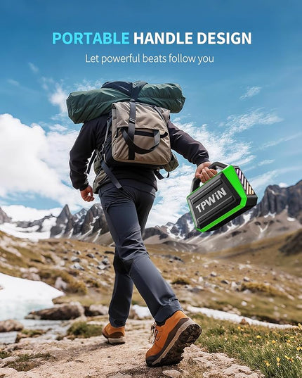 Bluetooth Speaker - 80W Loud Rugged Outdoor Speakers, IPX6 Waterproof, 20H Playtime, Deep Bass, Lightshow, TWS, BT 5.3 Wireless, Portable for Travel Hiking Camping Beach Pool - Green