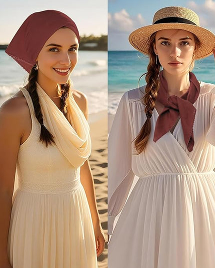27" Cotton Hair Bandana for Women, Ladies Solid Color Neck Scarf Women's Square Scarves for Beach Dating Leisure