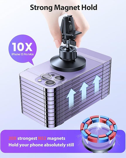 VICSEED for MagSafe Car Mount [Upgraded Strongest Magnet Power] Magnetic Phone Holder for Car Vent 360 Adjustable Magnetic Phone Mount for iPhone 17 Pro Max 16 15 14 13 12 Plus Mini, Purple