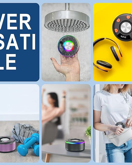 Bluetooth Speaker, Shower Speaker, IP7 Waterproof Portable Speakers Bluetooth 5.4 with HD Sound, RGB Light/LED Display/Hands-Free Call/Suction Cup Perfect for Bathroom Sing-Along Stocking Stuffers