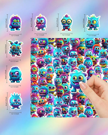 200PCS Cute Monster Stickers for Water Bottle Decor,Vinyl Waterproof Stickers for Scrapbooking,Laptop Decor,Adult,Birthday Gift,Classroom Prizes,Guitar,Bike,Luggage,Skateboard,Refrigerator Decoration