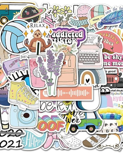 Girl's Cute Water Bottle Stickers 50 PCS Waterproof Laptop Aesthetic Stickers for Teens Kids