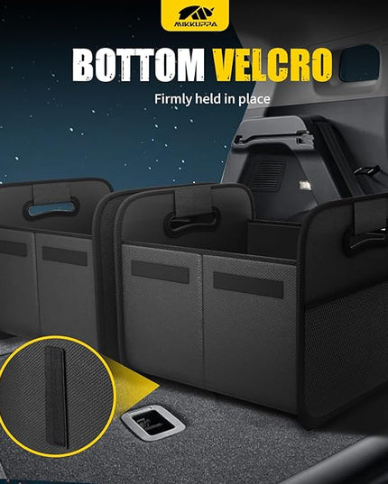 MIKKUPPA Car Trunk Organizer - Split Design Collapsible Small Trunk Organizer for Groceries, Car Storage Organizers for SUV Auto Truck Van with Non Slip Bottom (Black, 2Pack)