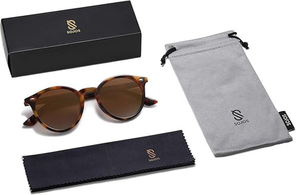 SOJOS Retro Round Polarized Sunglasses for Women Men Classic Vintage Sunnies SJ2069