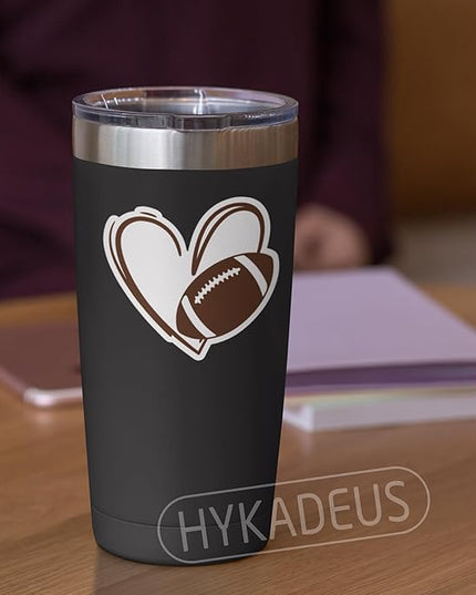 (3Pcs) Football Stickers Football Heart Vinyl Decals Waterproof Sticker for Water Bottle, Tumbler, Laptop, Phone Case, Poster Board, Scrapbook, Team Players, Coach, 3" x 2.8"