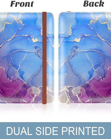 Passport Holder for Travel Essentials, Passport Wallet Cover Case for Travel Must Haves Accessories, Passport Book Holders for Women and Men, Blue Purple Marble