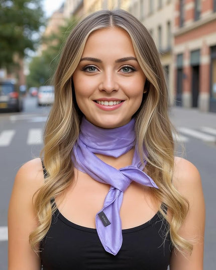 CHUNG Women's Square Satin Scarf 27.5" Bandanas Solid 50s Retro Neck Scarves Emulation Silk Handbag Hair Ribbons Necktie