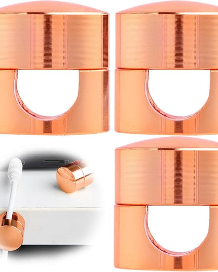 3 Sets Charger Holders for Cords, Rose Gold Color Adjustable Cable Anchor Holders, Adhesive Metal Cord Clips, Cable Management Wire Organizers for Desk, Office, Nightstand