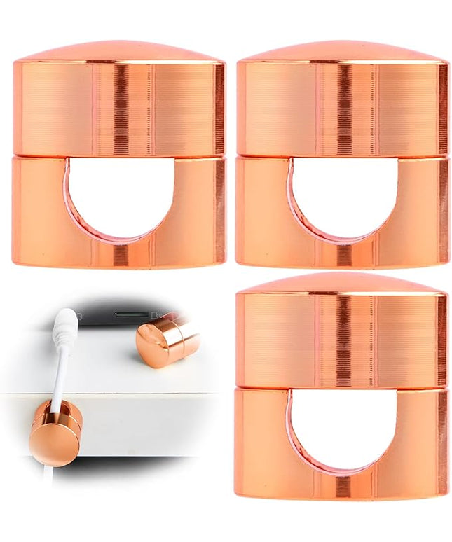 3 Sets Charger Holders for Cords, Rose Gold Color Adjustable Cable Anchor Holders, Adhesive Metal Cord Clips, Cable Management Wire Organizers for Desk, Office, Nightstand
