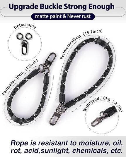 project-cb Hand Wrist Phone Strap,Phone Lanyard Patch ×2,Cell Phone Case Holder,Wristlet Strap for Key,AirPods,Camera (Blackshadow, 12inch)